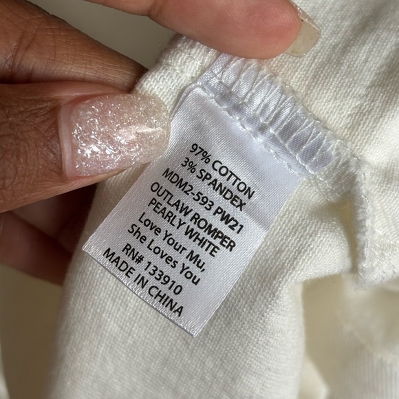 Show Me Your MUMU Outlaw Romper Denim Pearly White Women’s Size XXL - Picture 11 of 13